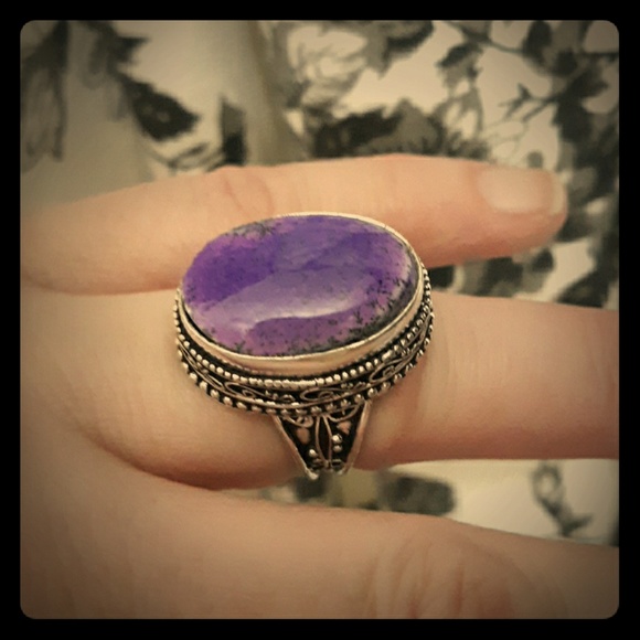 New Unique Dendritic Opal 925 Silver Ring. - Picture 3 of 8